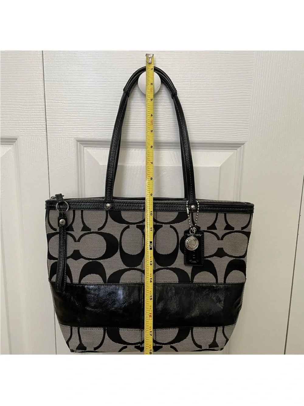 Coach Signature Canvas Tote in Black and Gray - Picture 12 of 13